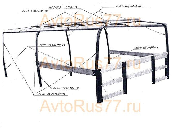 Каркас тента на Газель (длина бортов 3 м. 17 см.)